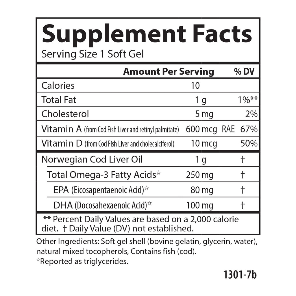 Cod Liver Oil Gems - 1,000 mg