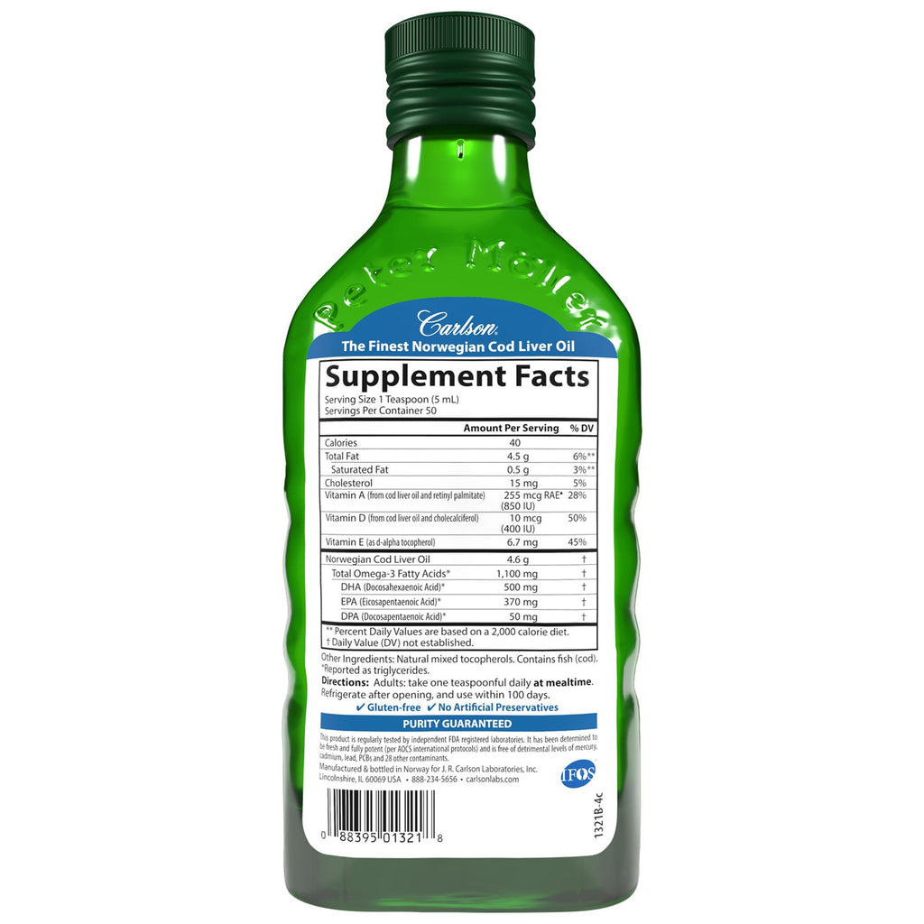 Cod Liver Oil - 1,100 mg Omega-3s + Vitamins A & D3, 250 mL