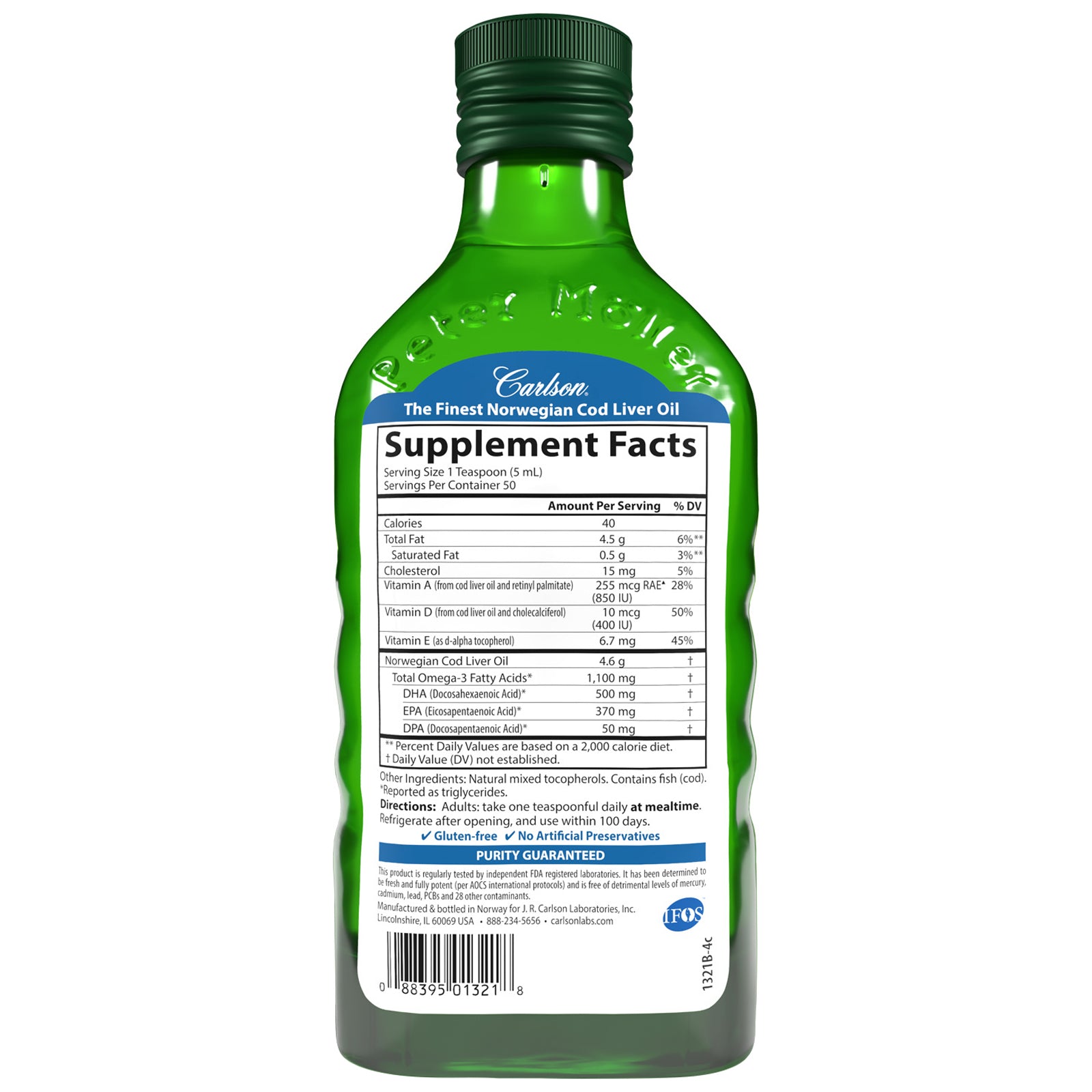 Cod Liver Oil - 1,100 mg Omega-3s + Vitamins A & D3, 250 mL