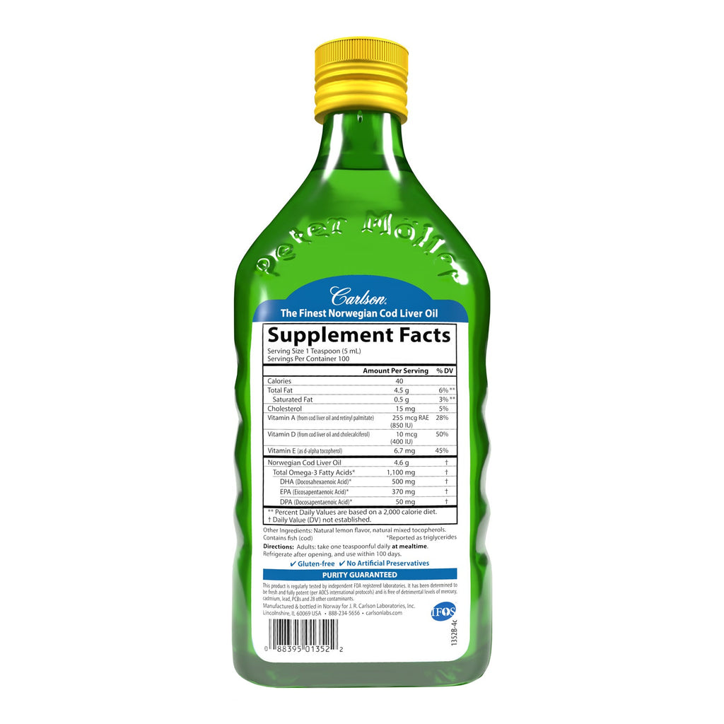 Cod Liver Oil - 1,100 mg Omega-3s + Vitamins A & D3, 500 mL