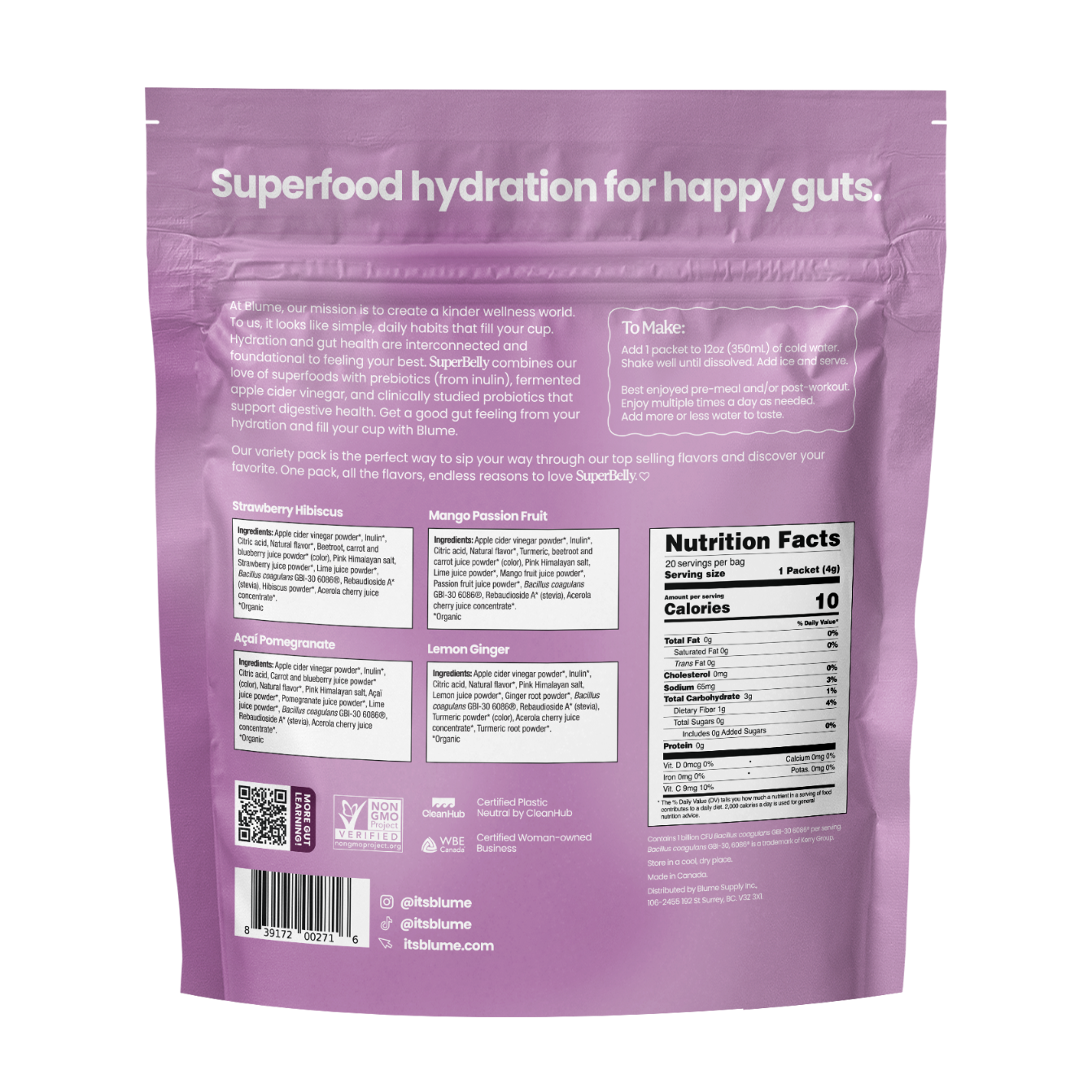SuperBelly Gut-Building Hydration Drink Mix - Variety Pack