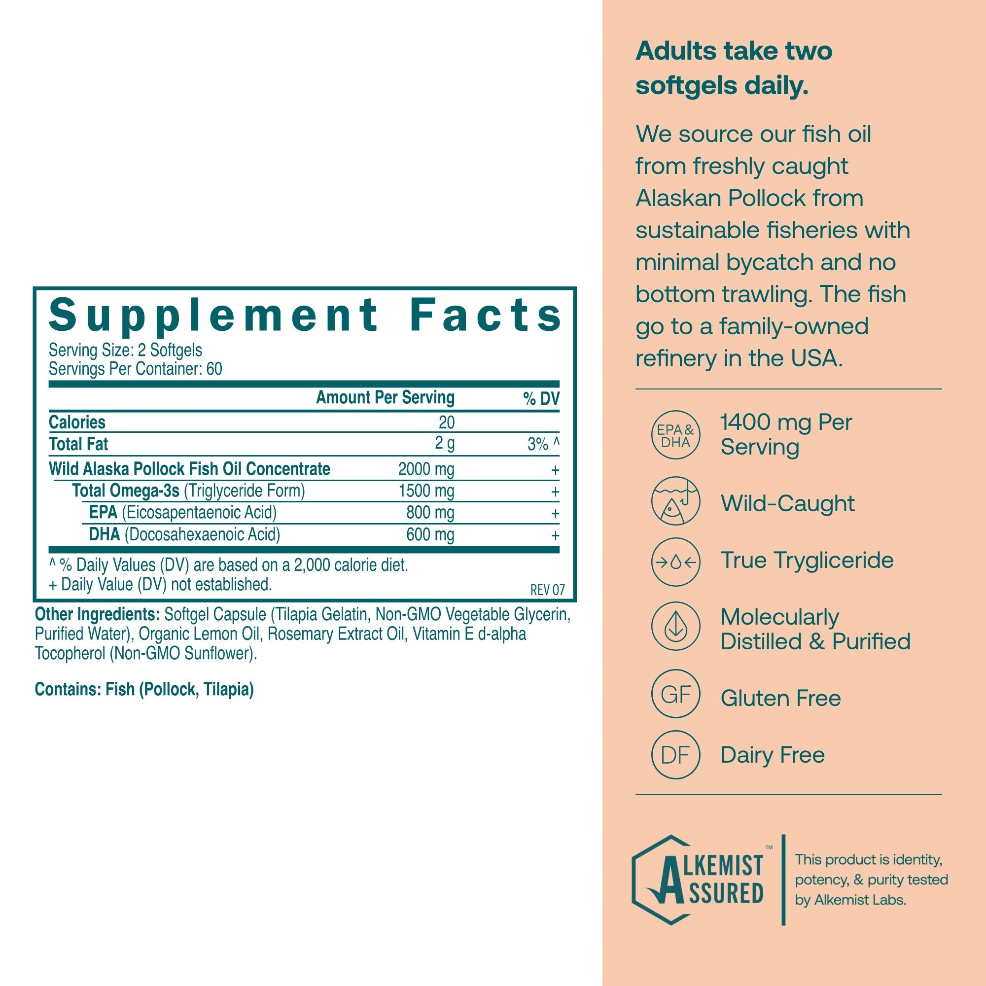 Omega-3 Fish Oil Softgels - Brain, Heart, & Immune Health