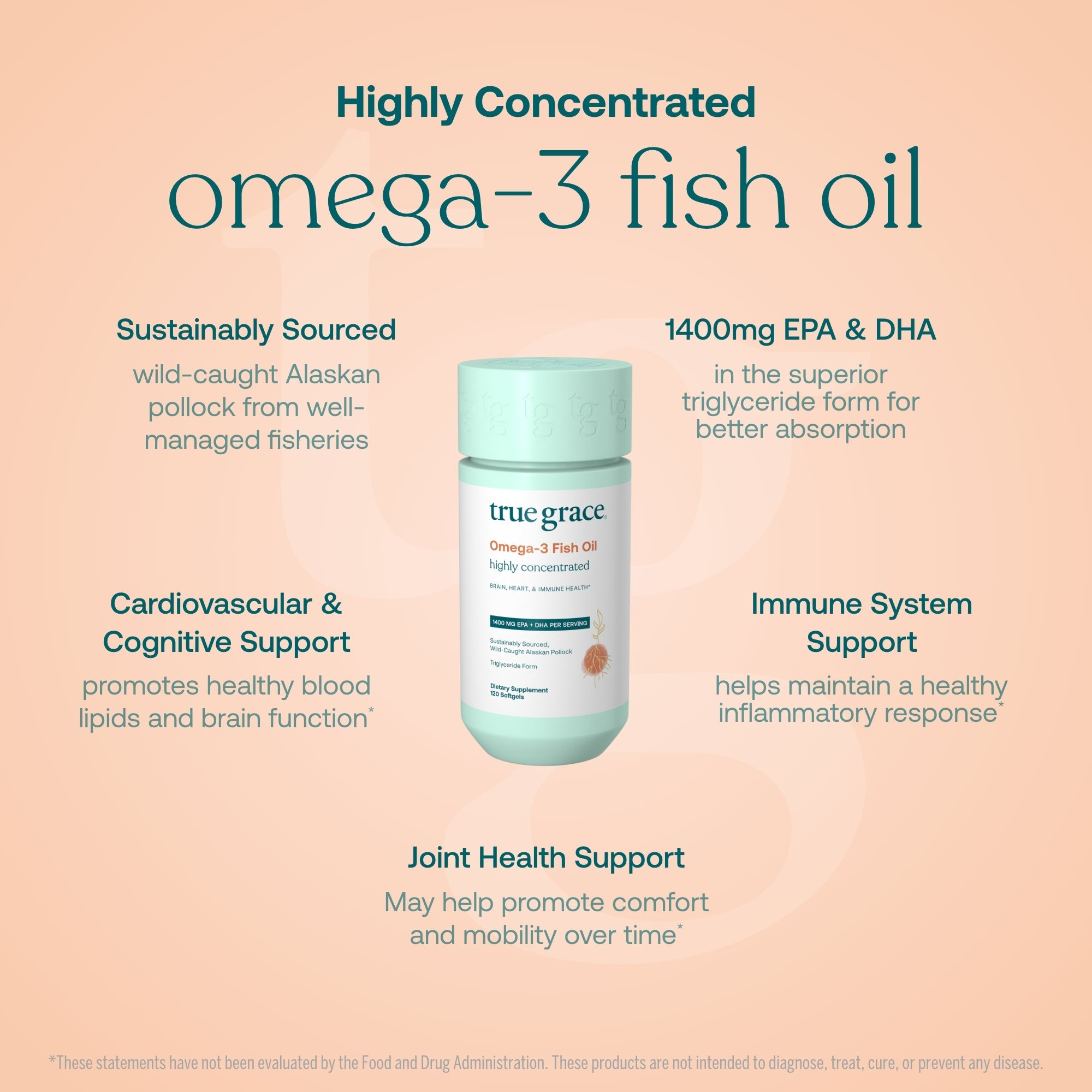 Omega-3 Fish Oil Softgels - Brain, Heart, & Immune Health