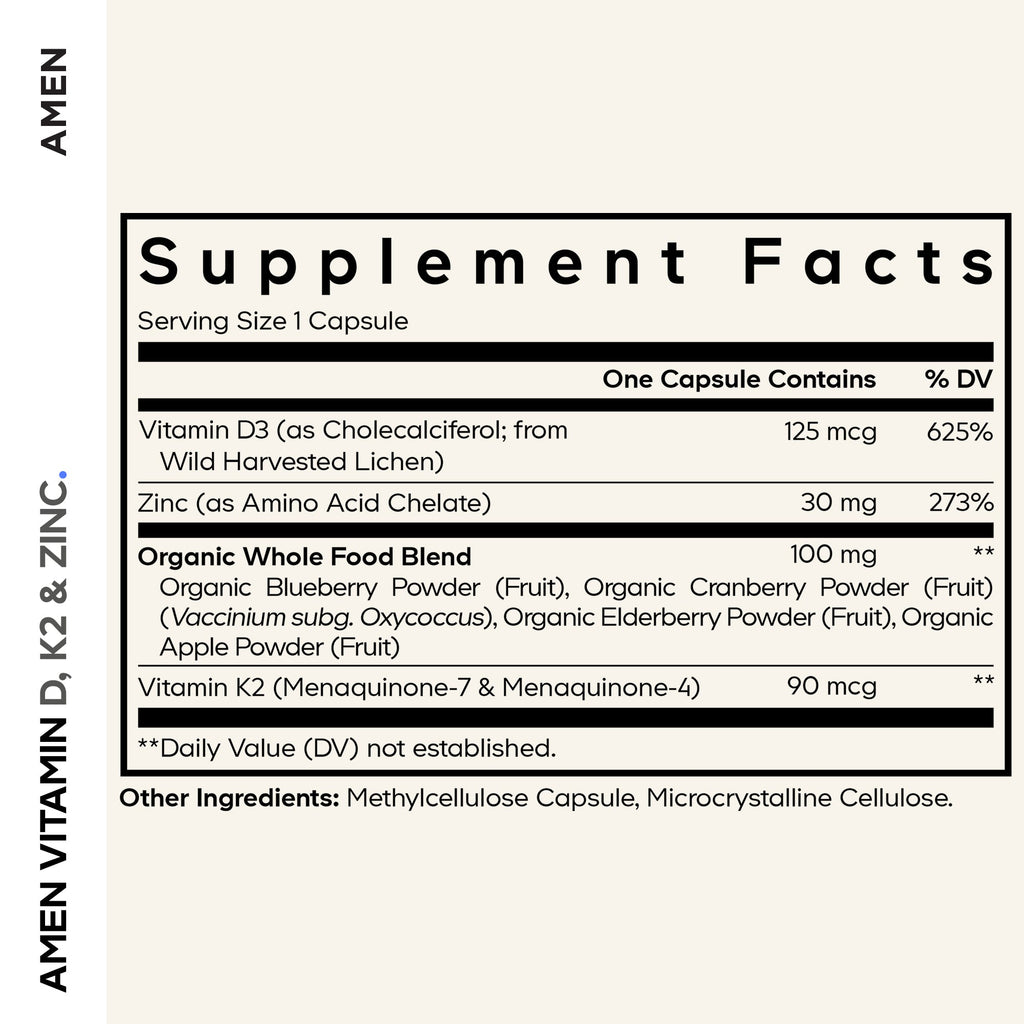Amen Vitamin D, K2 & Zinc Capsules