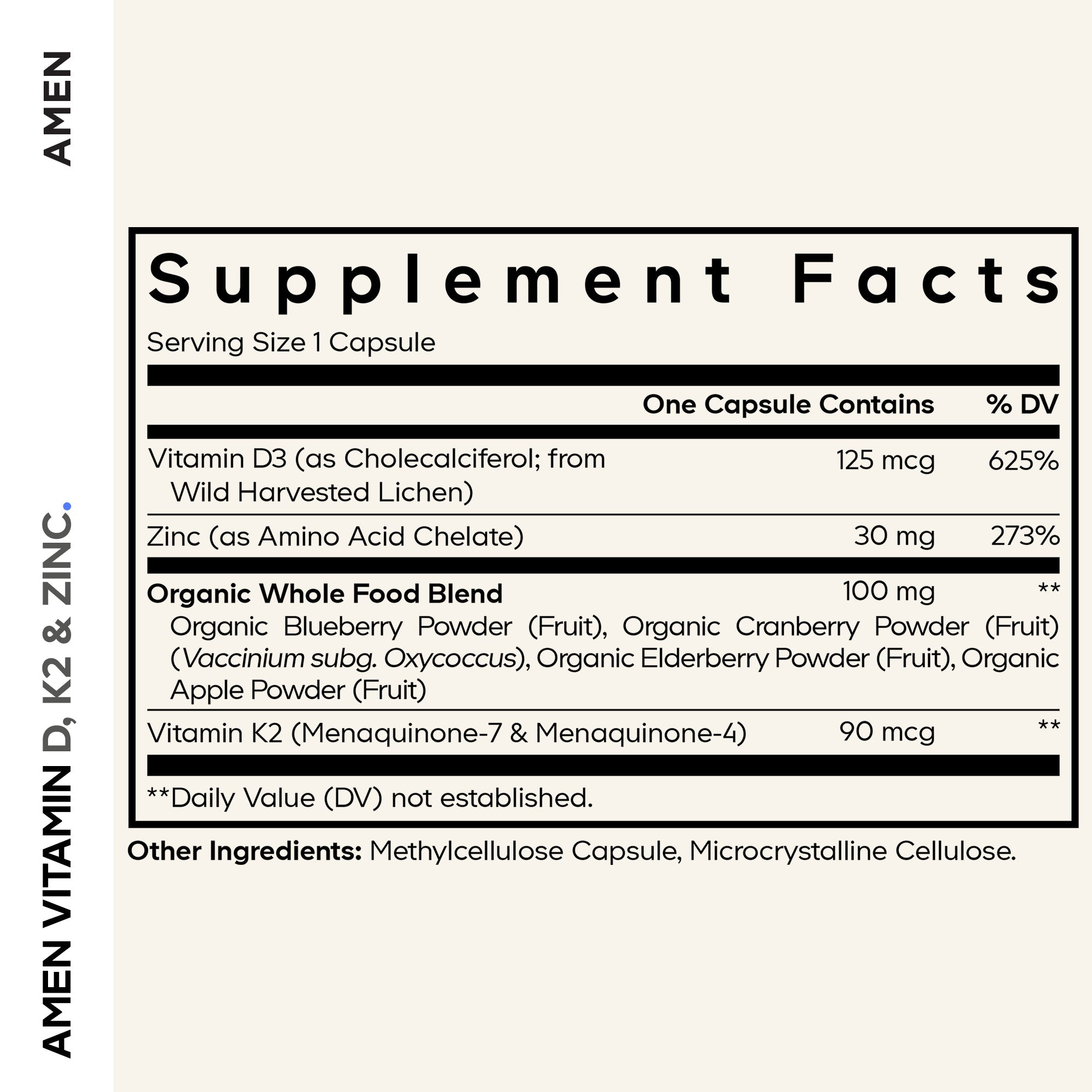 Amen Vitamin D, K2 & Zinc Capsules