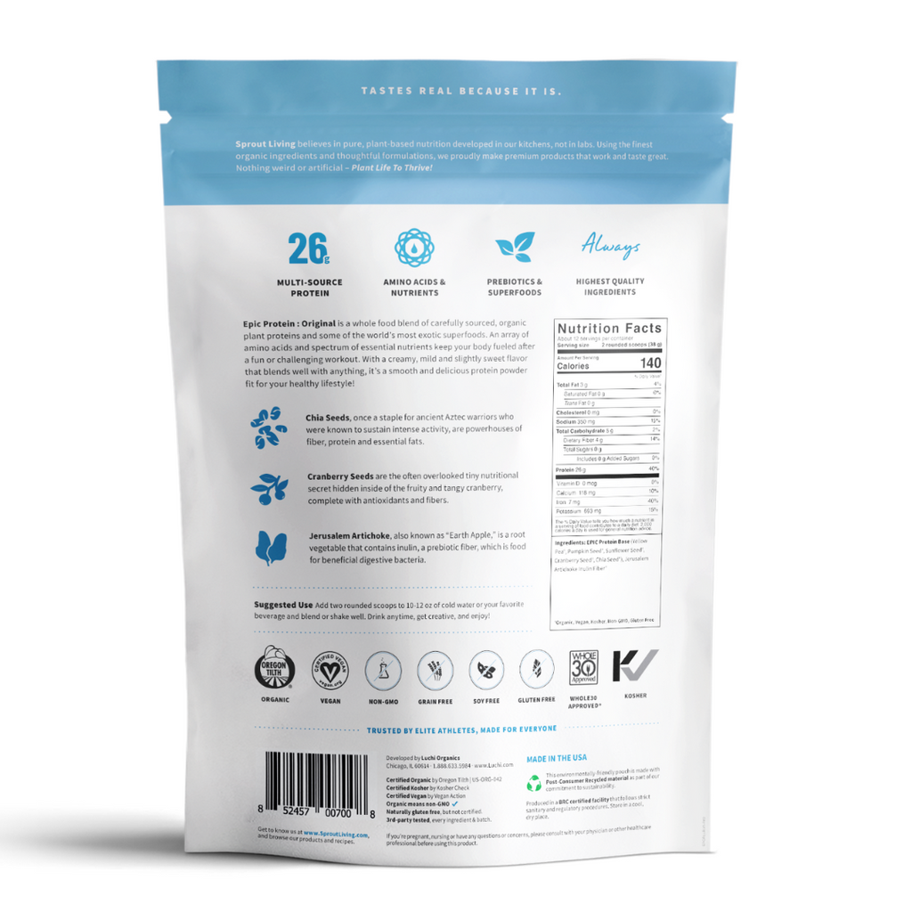Organic Plant Protein Powder with Superfoods - Vegan, Additive-Free