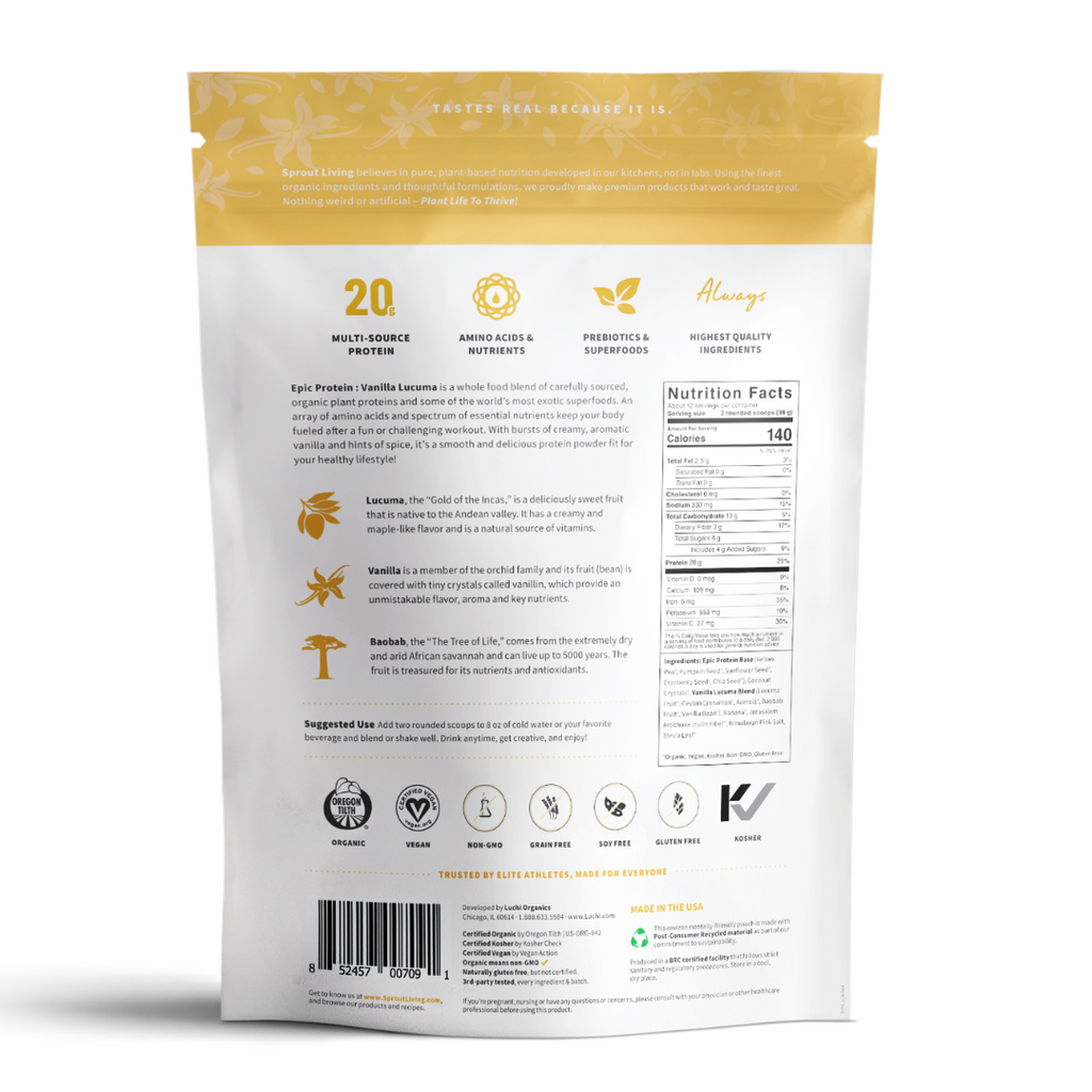 Organic Plant Protein Powder with Superfoods - Vegan, Additive-Free