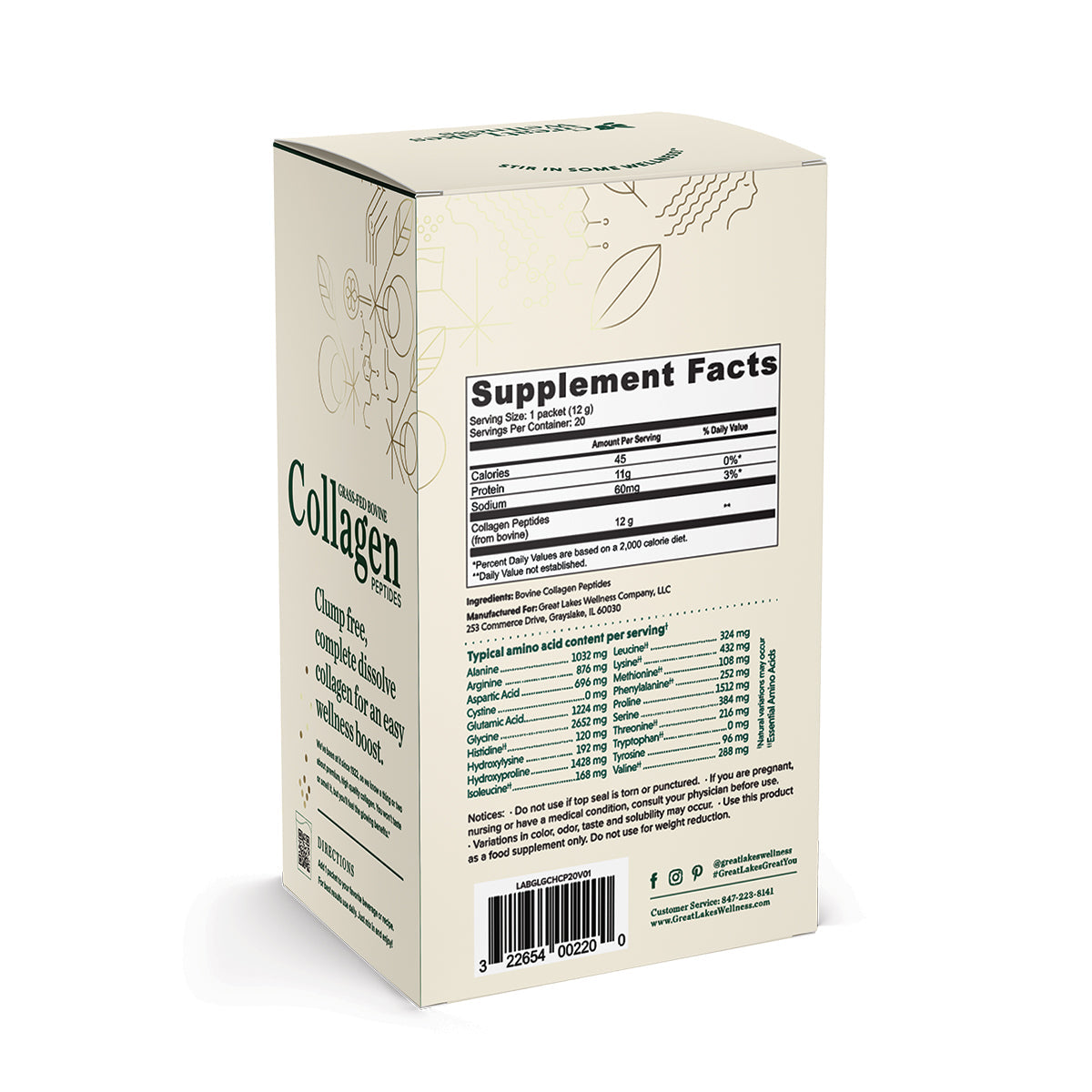 Bovine Collagen Peptides Dissolvable Powder Sticks