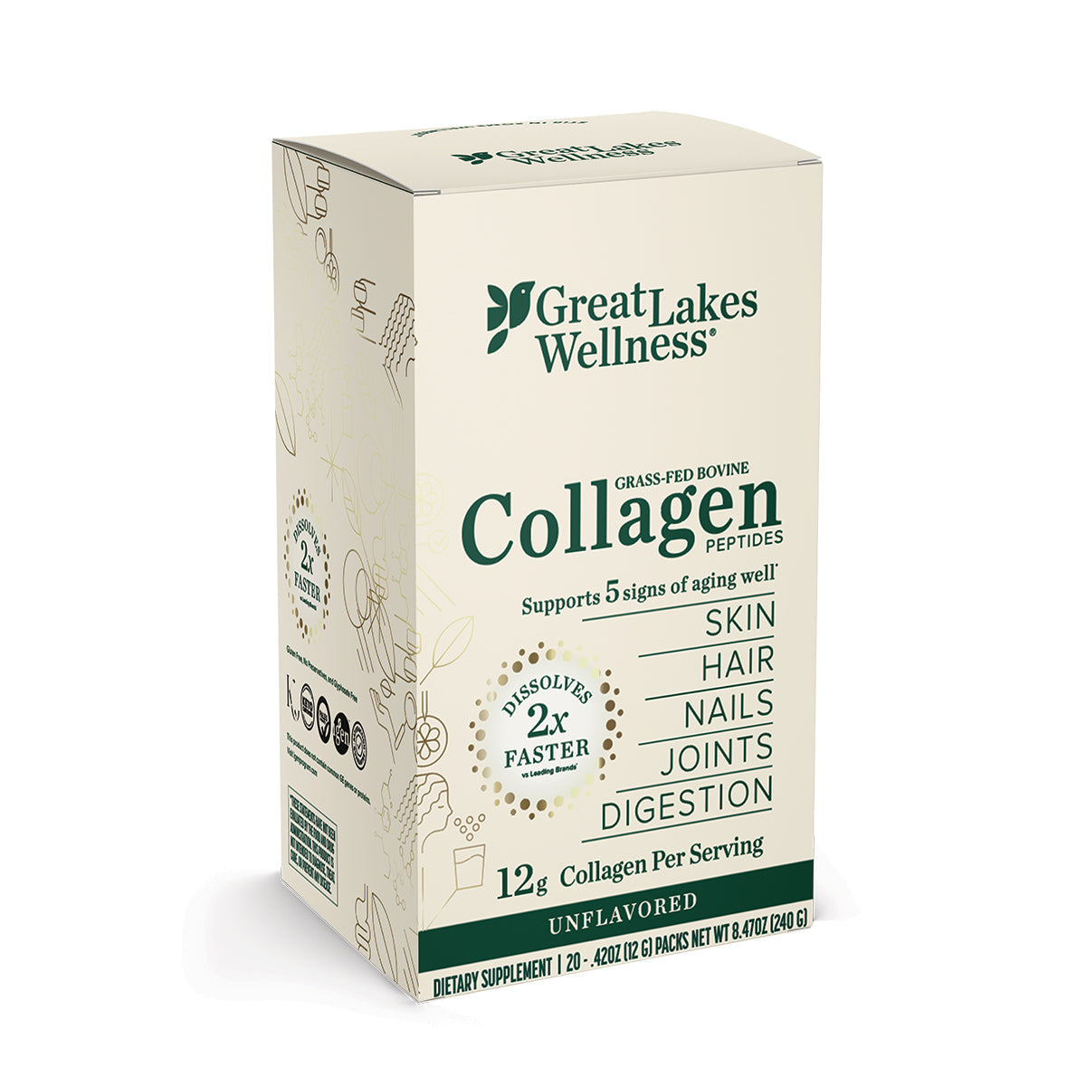 Bovine Collagen Peptides Dissolvable Powder Sticks