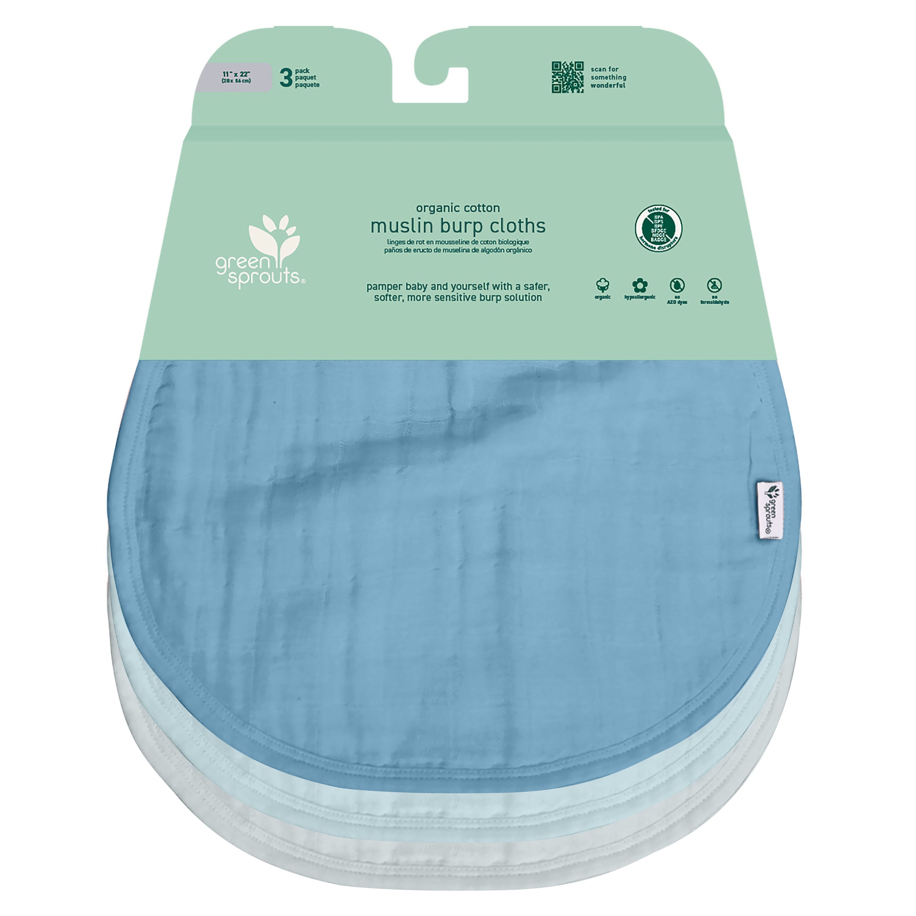 100% Certified Organic Cotton Muslin Burp Cloths