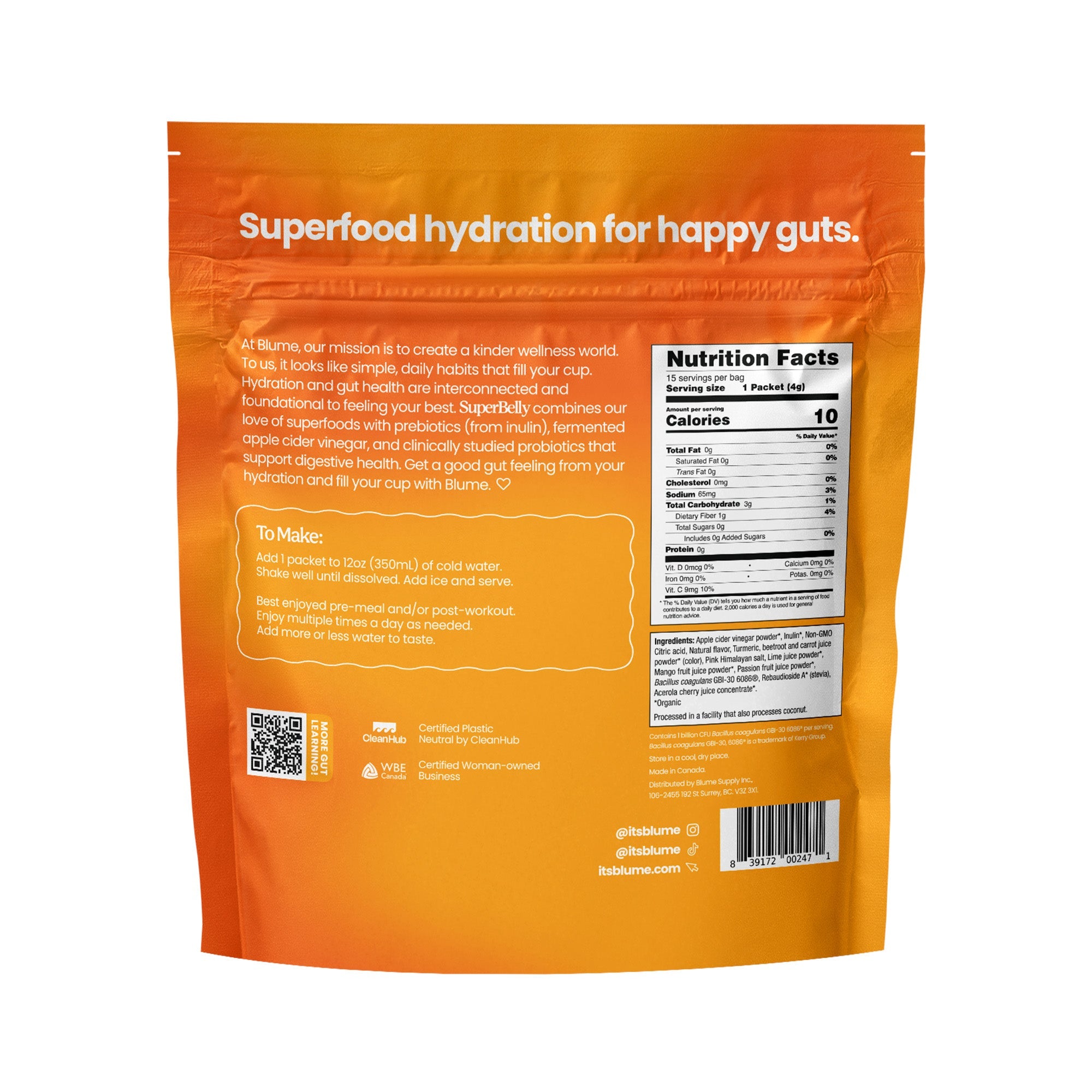 SuperBelly Gut-Building Hydration Drink Mix Powder Packets