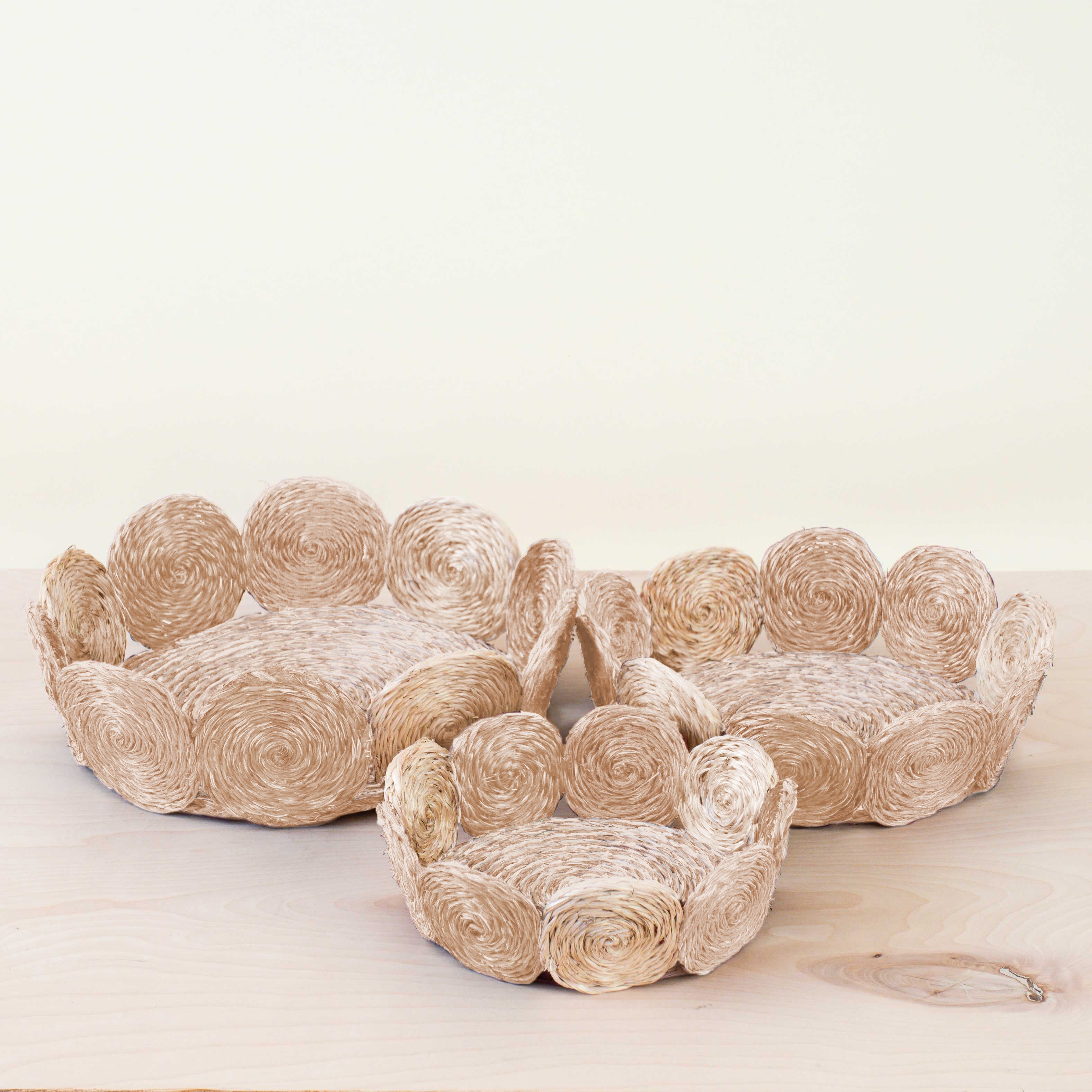 Abaca Fruit Basket Circles, set of 3