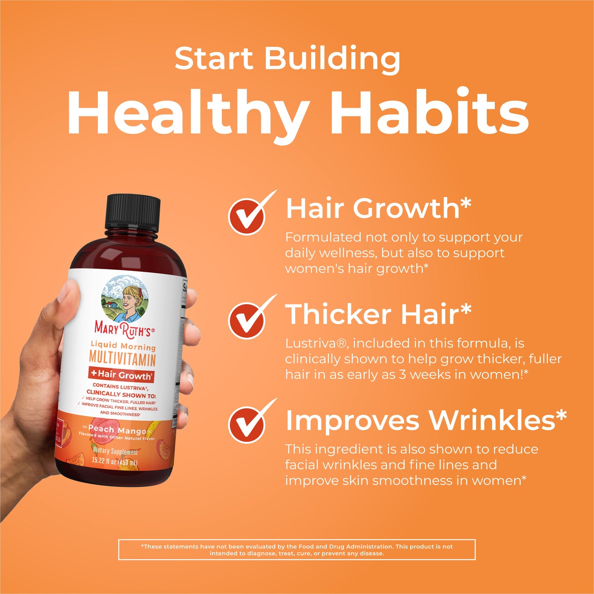 Morning Multivitamin +Hair Growth Liquid, 15.22 oz