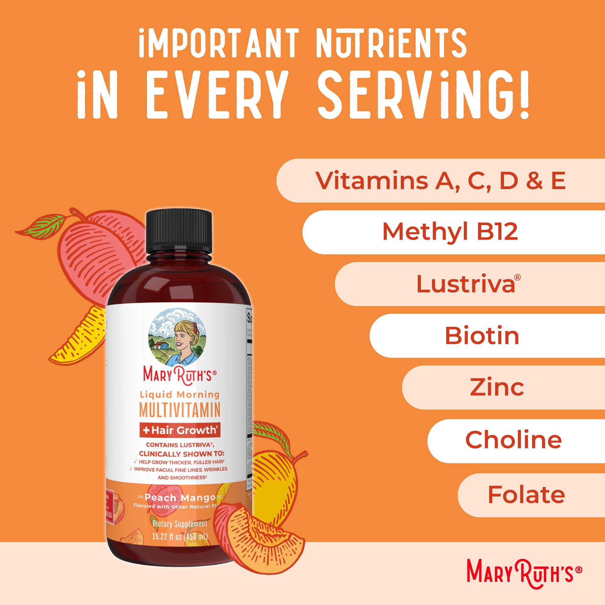 Morning Multivitamin +Hair Growth Liquid, 15.22 oz