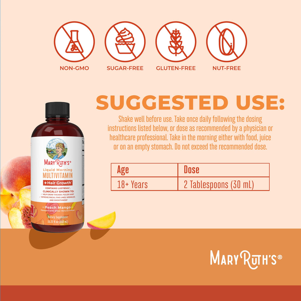 Morning Multivitamin +Hair Growth Liquid, 15.22 oz