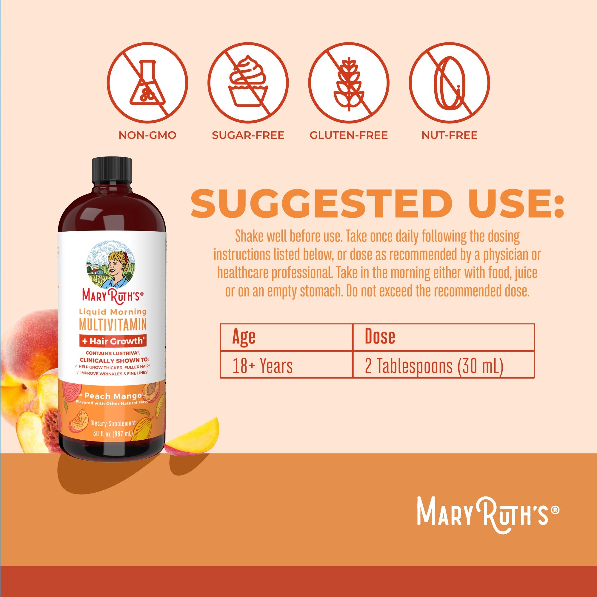 Liquid Morning Multivitamin + Hair Growth, 30 fl oz