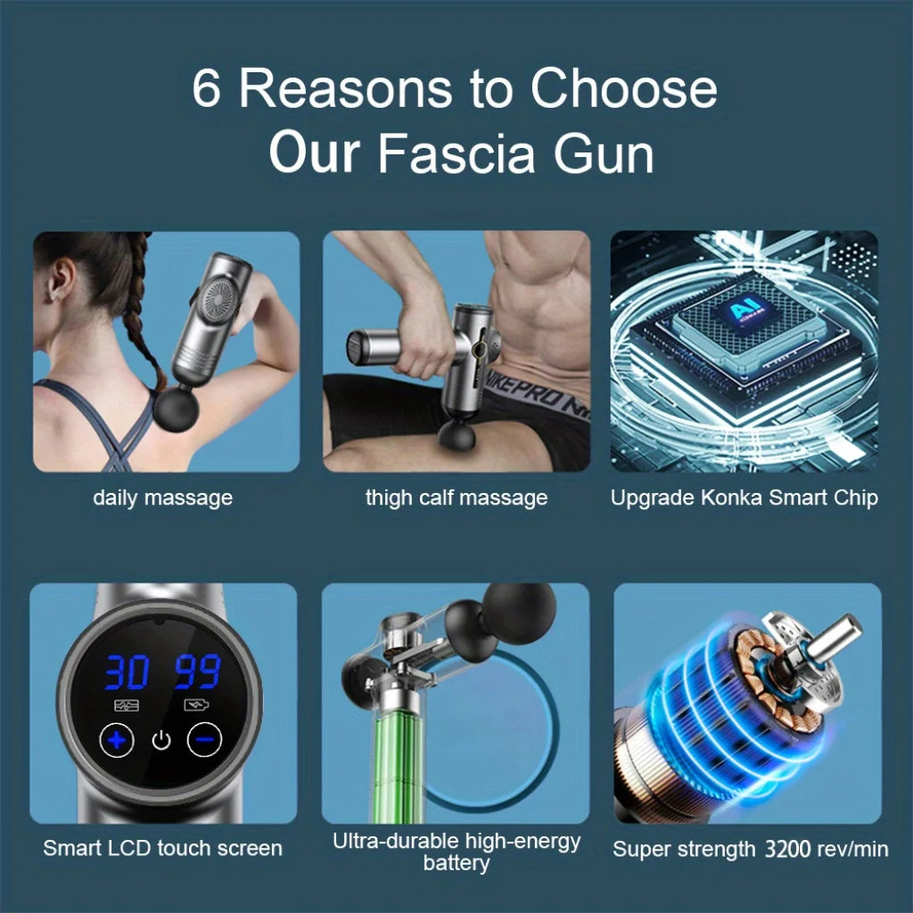 Portable Fascia Massage Gun, Deep Muscle Recovery