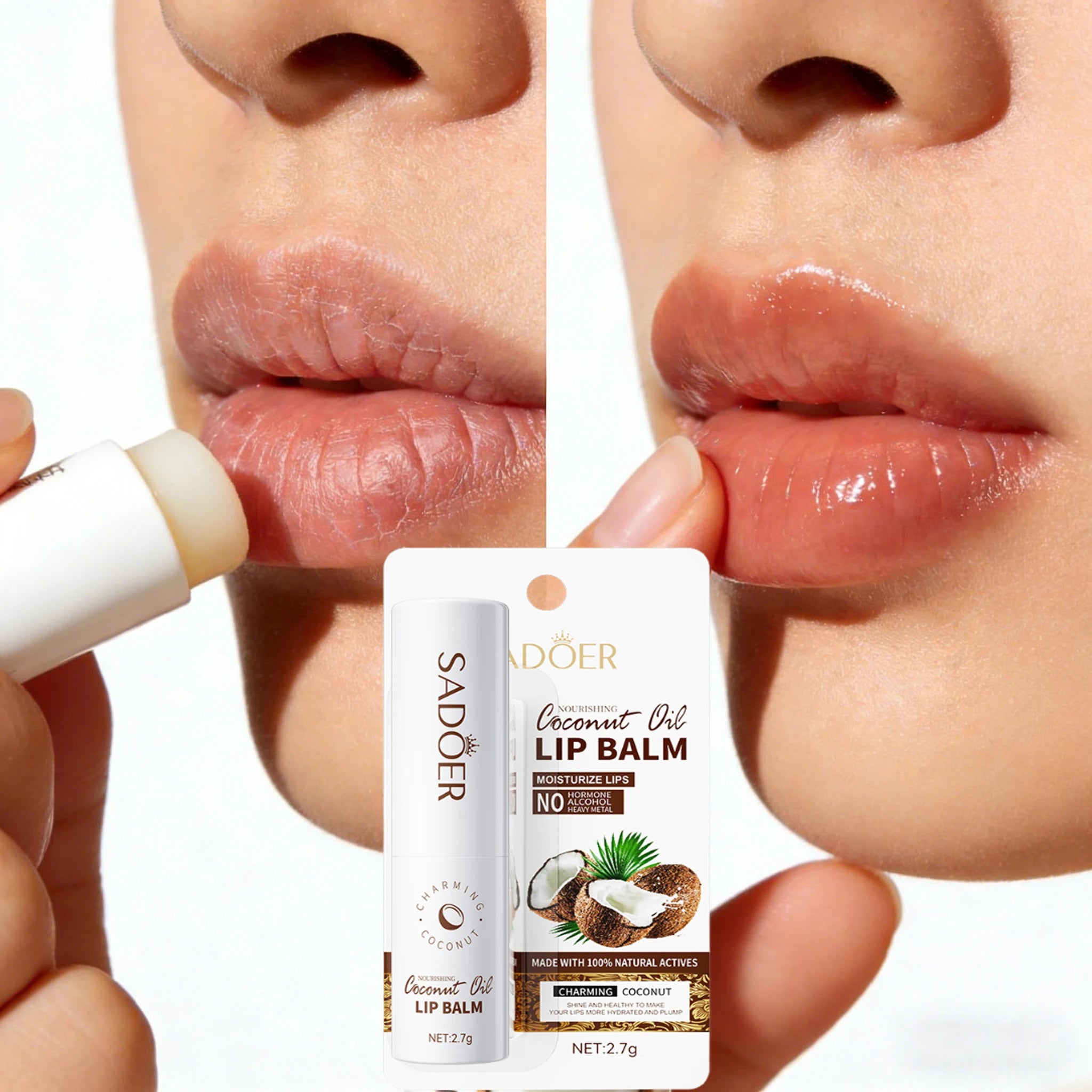 Coconut Lip Balm, Long-Lasting Moisture for Men & Women