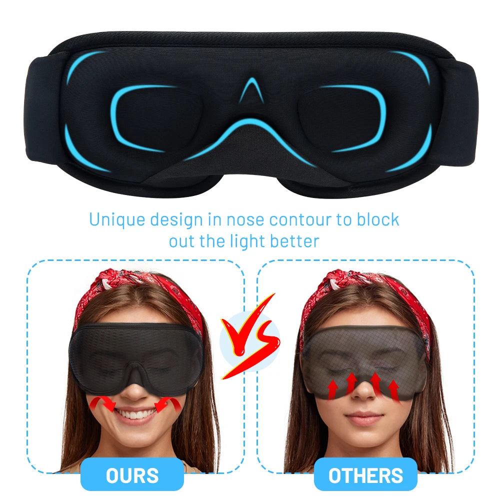3D Contoured Sleep Mask, Blackout & Breathable