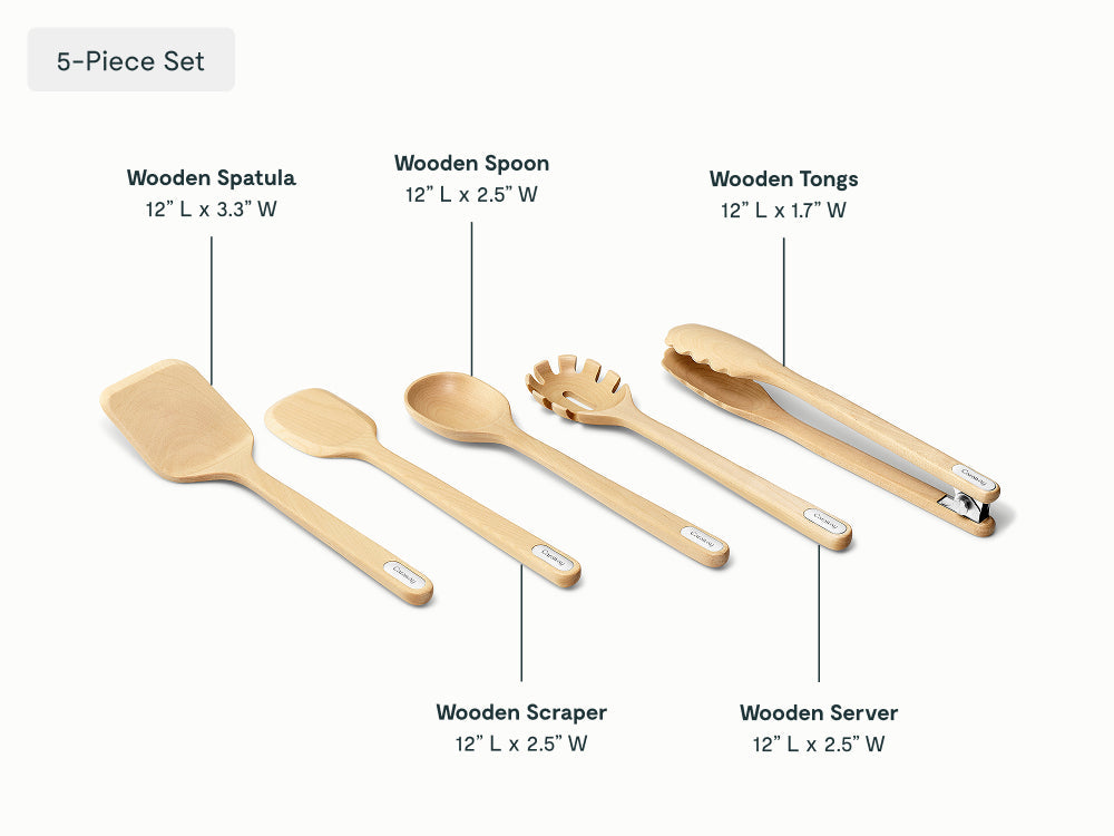 5 Piece FSC-Certified Birch Wood Utensil Set