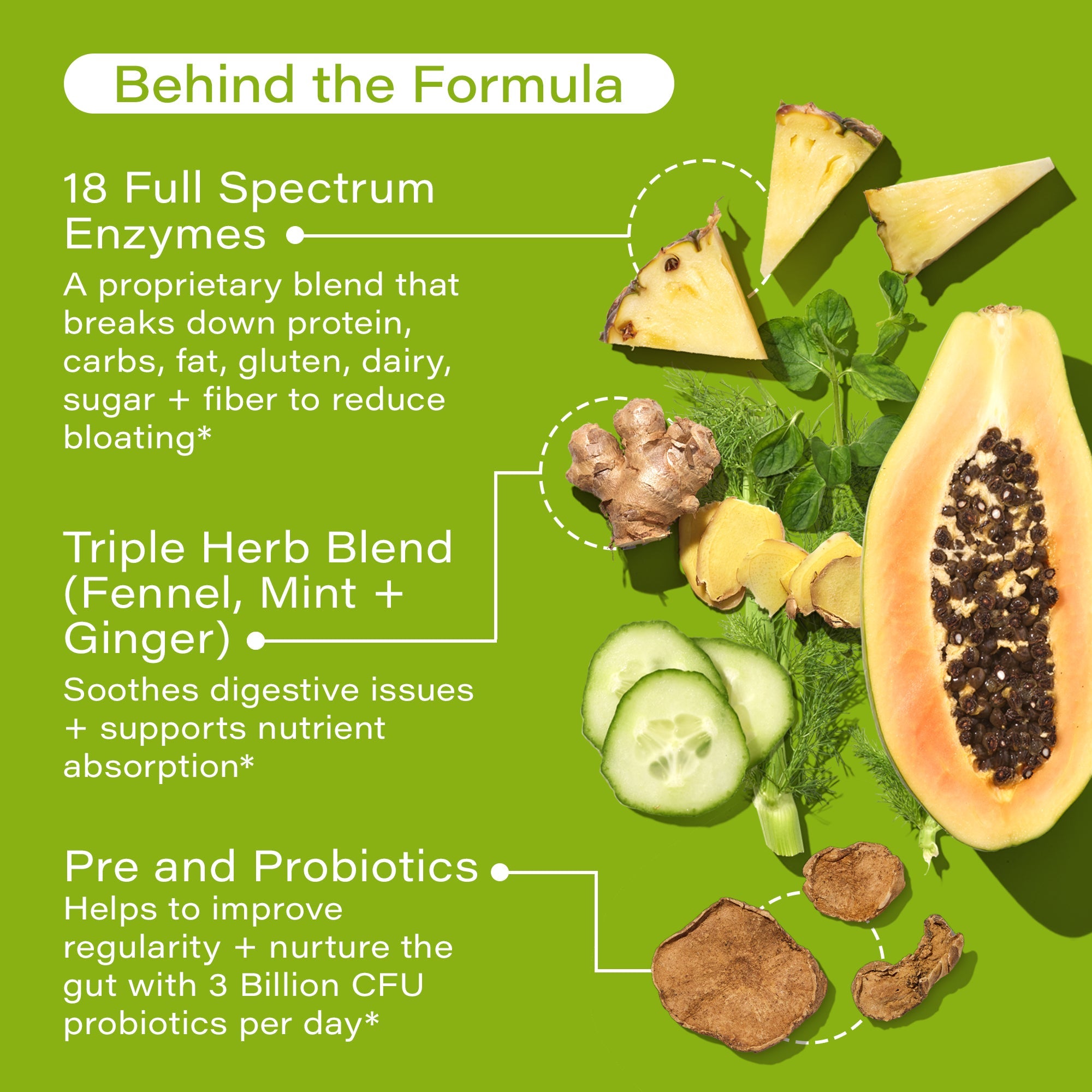 Flatter Me -  Debloat Enzymes + Pre and Probiotics For Regularity