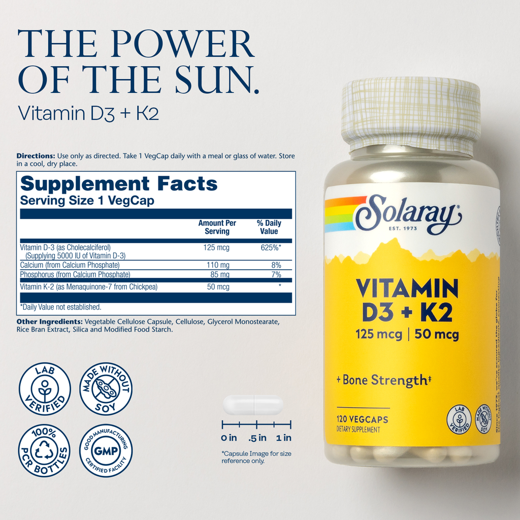 Vit D3 + K2, 125 mcg | 50 mcg