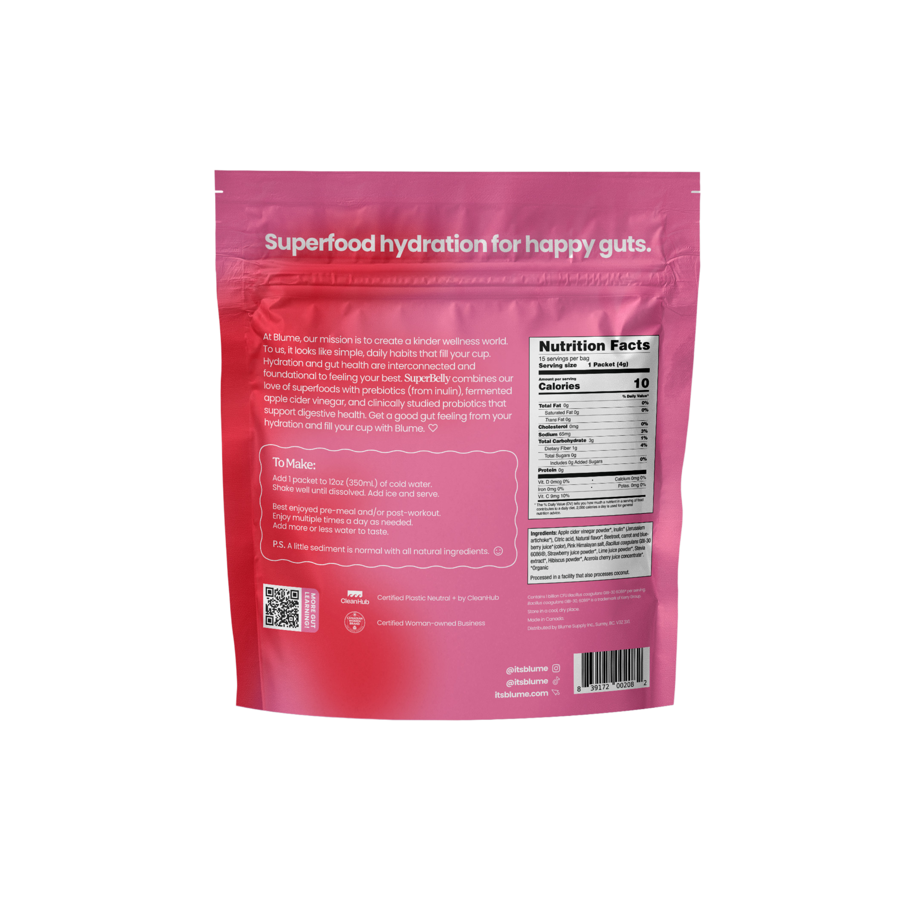 SuperBelly Gut-Building Hydration Drink Mix Powder Packets