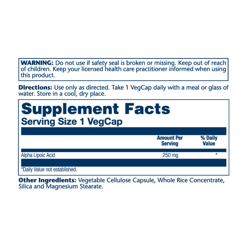 Alpha Lipoic Acid, 250 mg