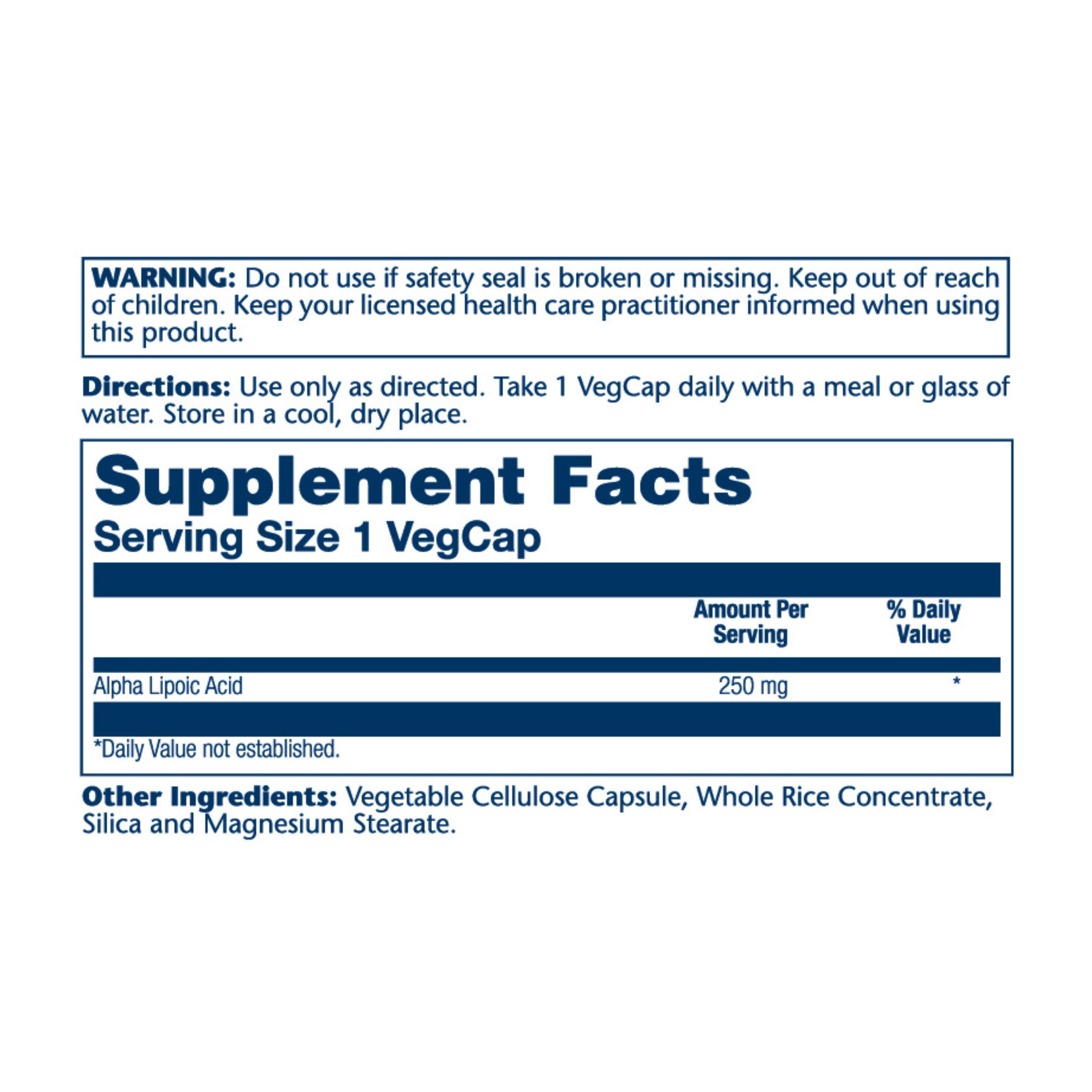 Alpha Lipoic Acid, 250 mg