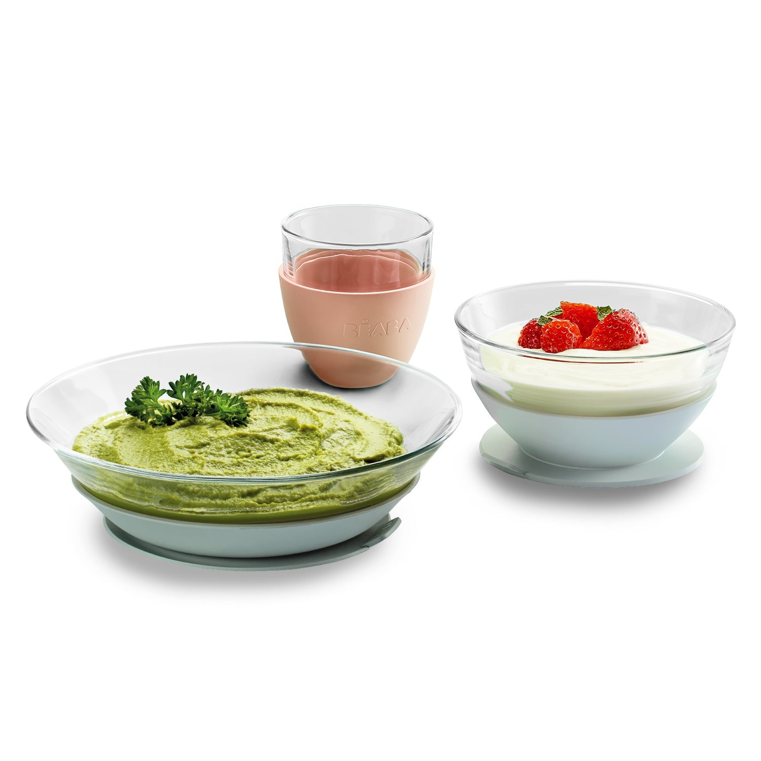 3-Piece Glass Suction Baby and Toddler Feeding Set