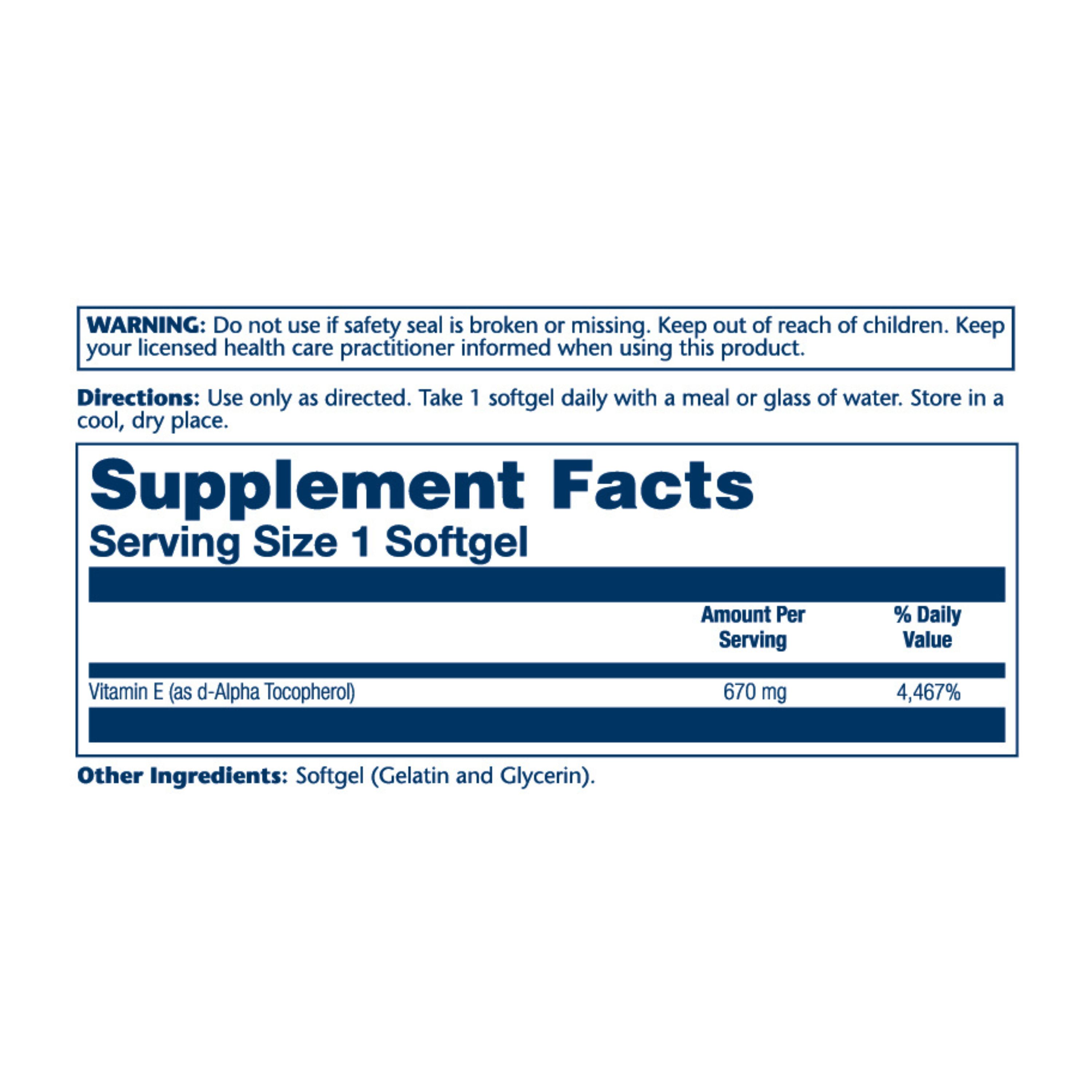 Vitamin E High Potency Natural Source Softgel