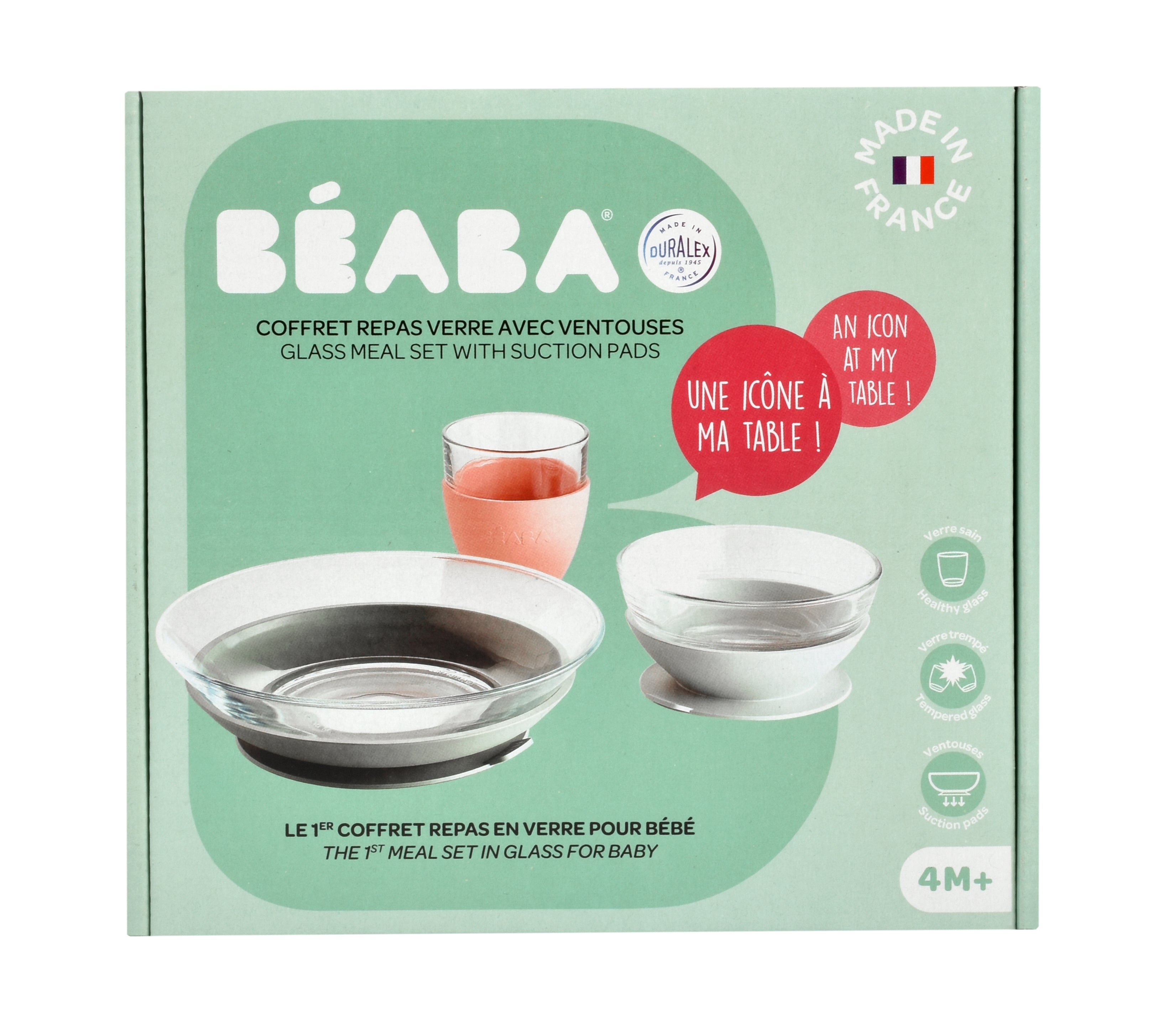 3-Piece Glass Suction Baby and Toddler Feeding Set
