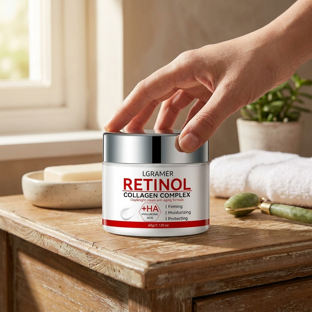 Retinol firming cream centered lifestyle