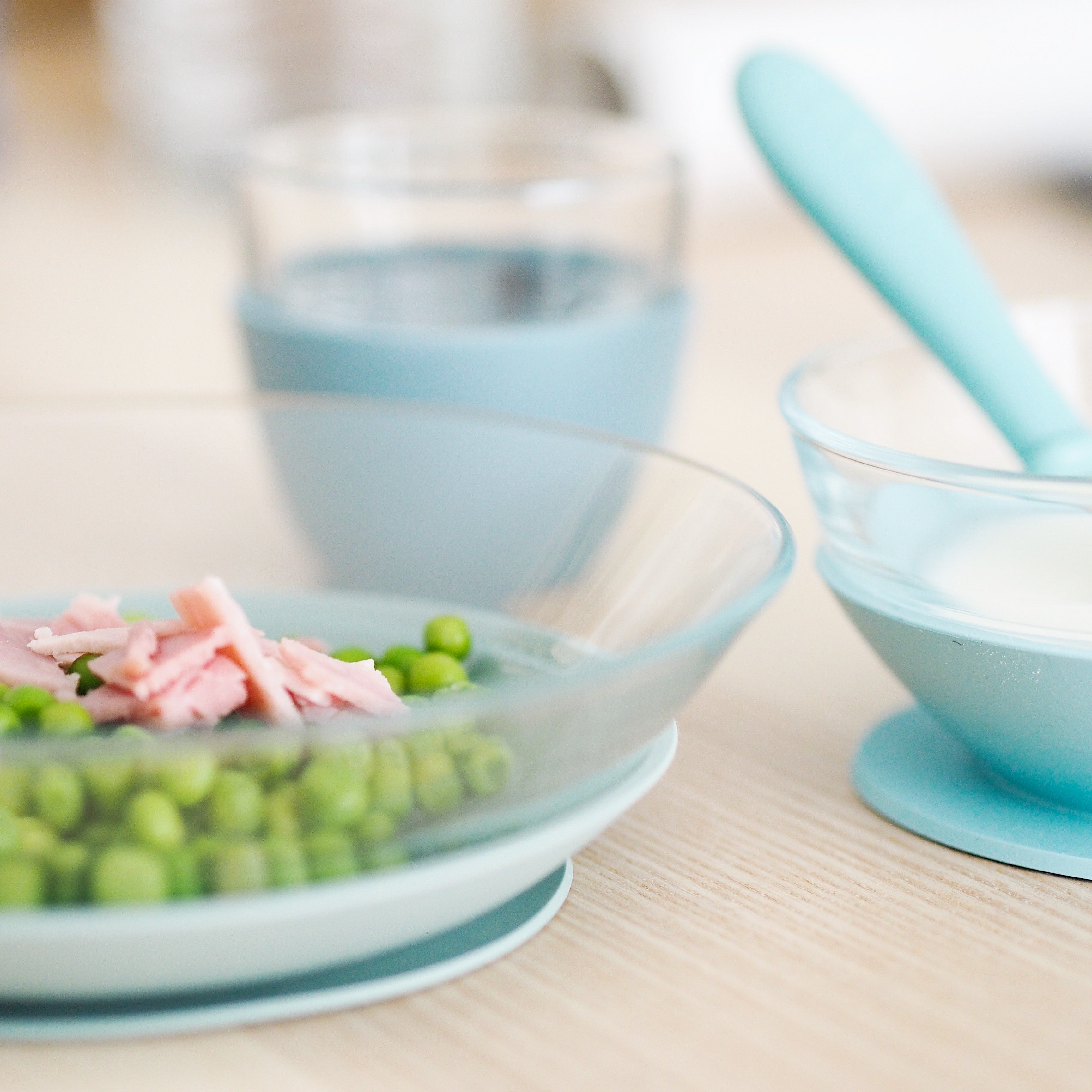 3-Piece Glass Suction Baby and Toddler Feeding Set