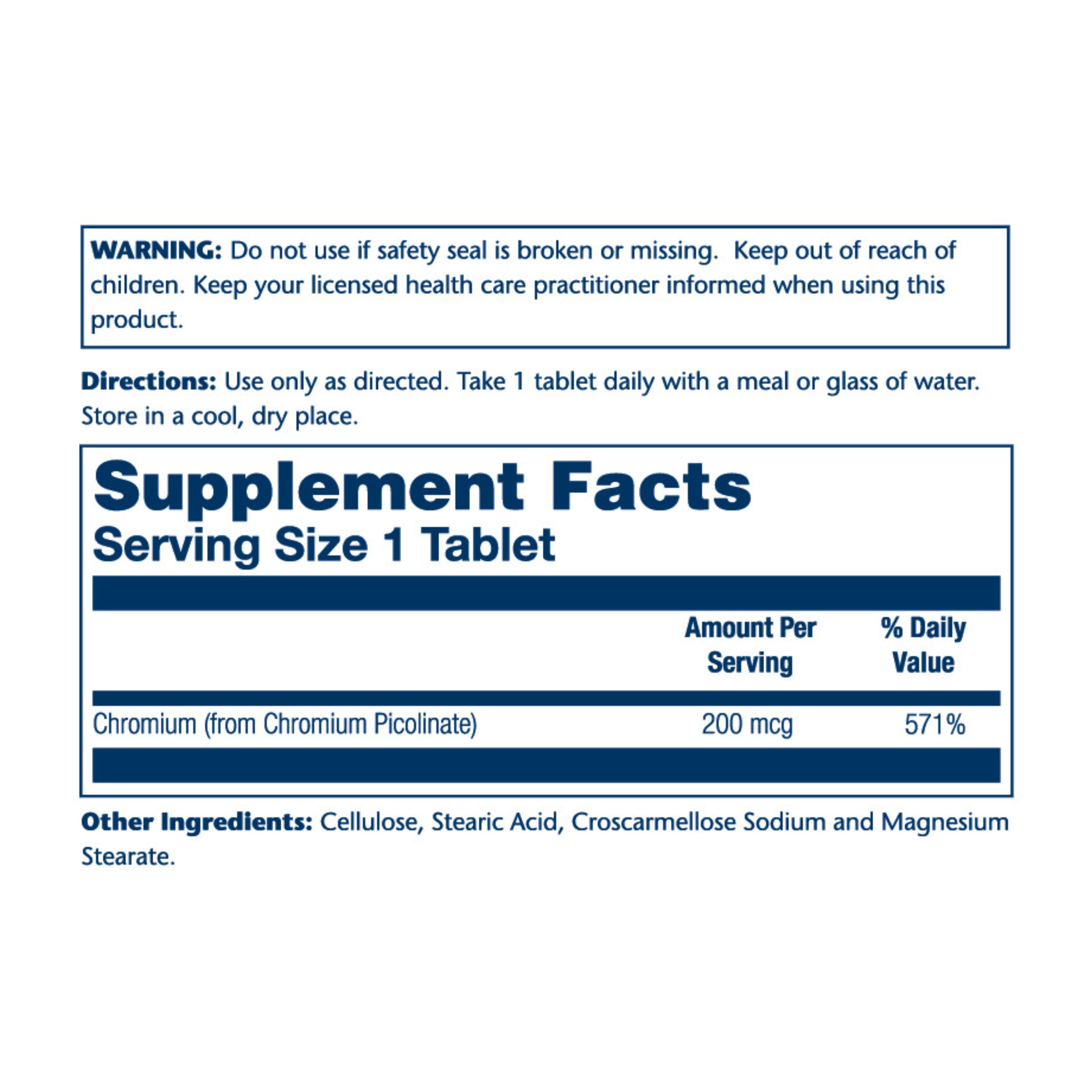 Chromium Picolinate, 200 mcg