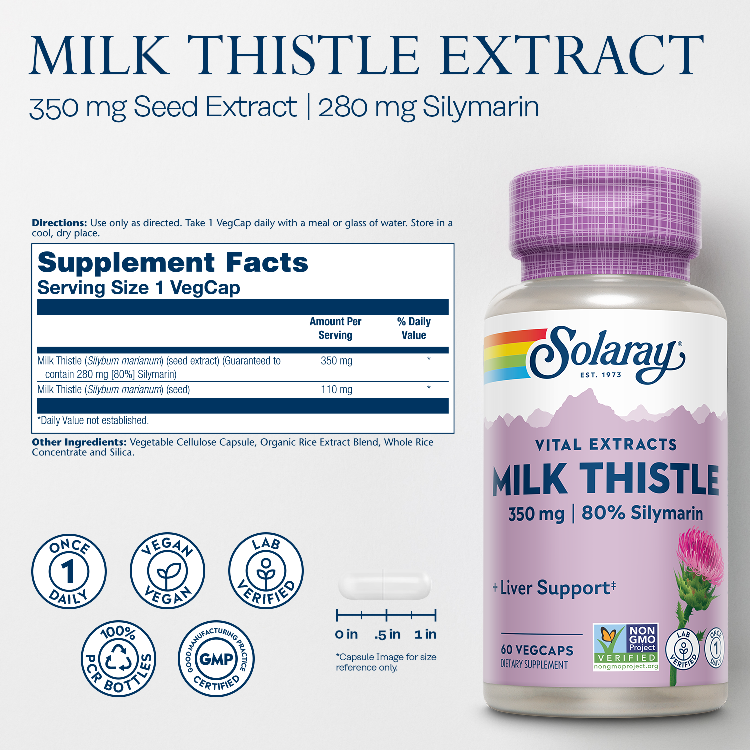Vital Extracts Milk Thistle, 350 mg