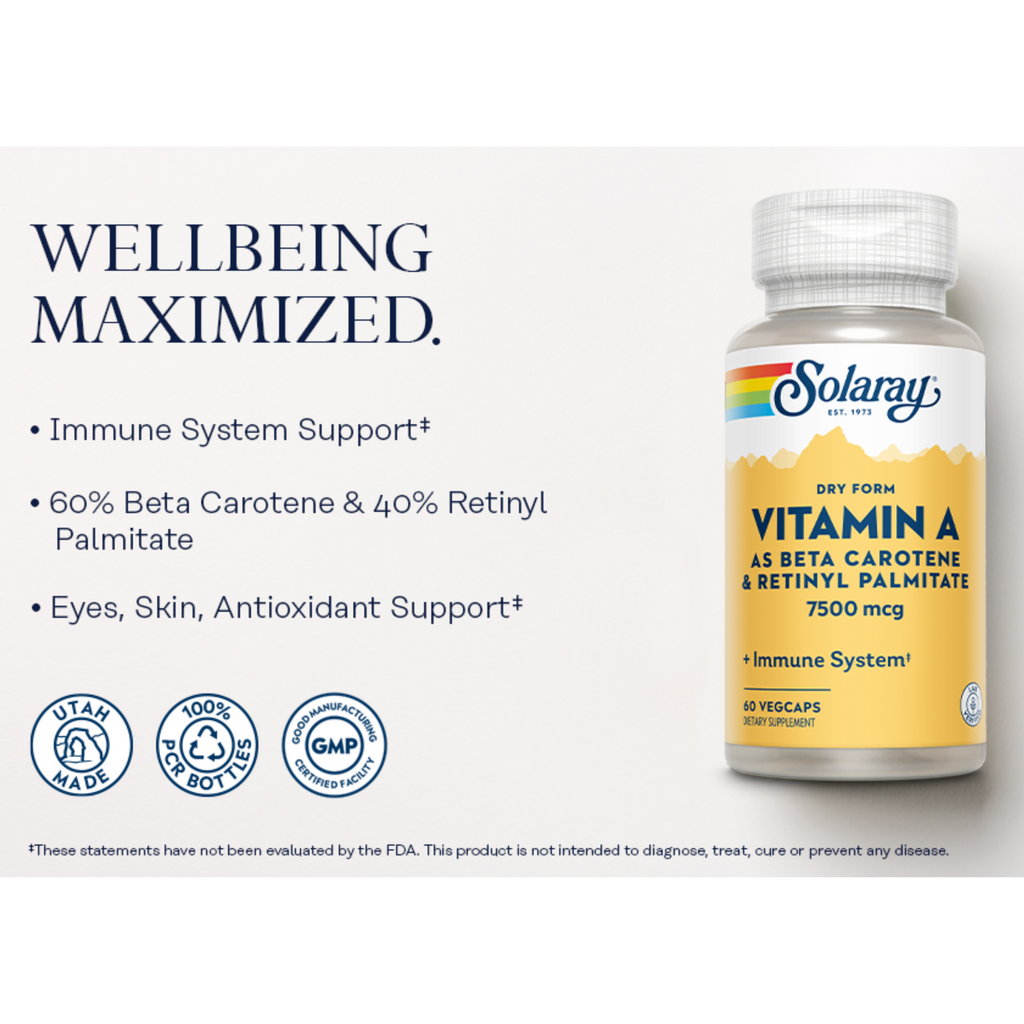 Vitamin A as Beta Carotene & Retinyl Palmitate, 7500 mcg