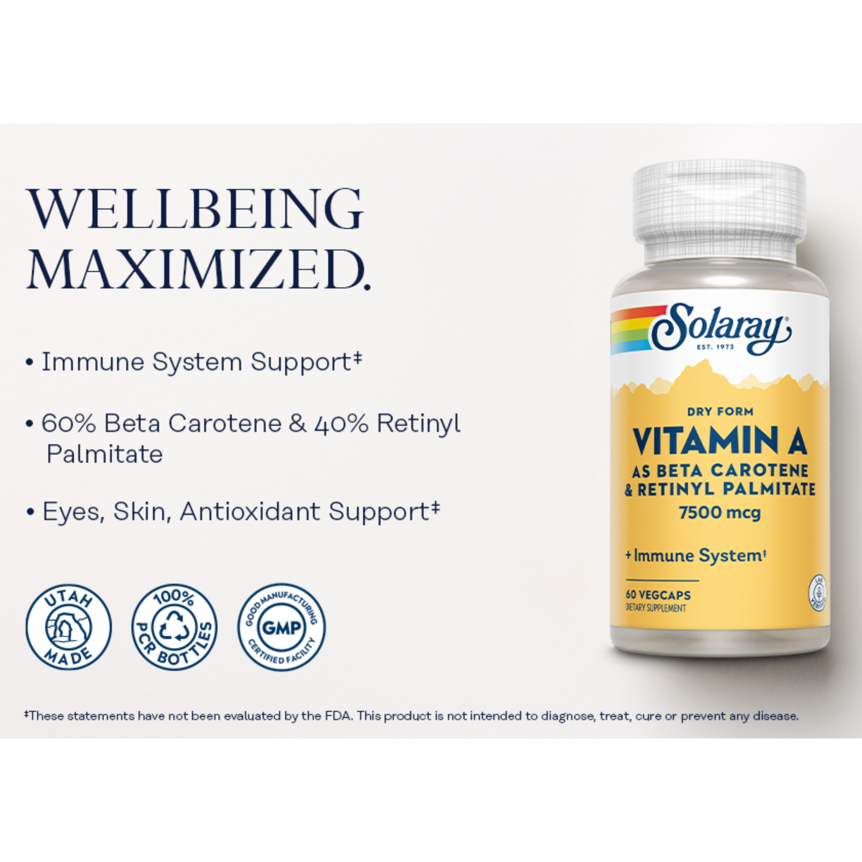Vitamin A as Beta Carotene & Retinyl Palmitate, 7500 mcg