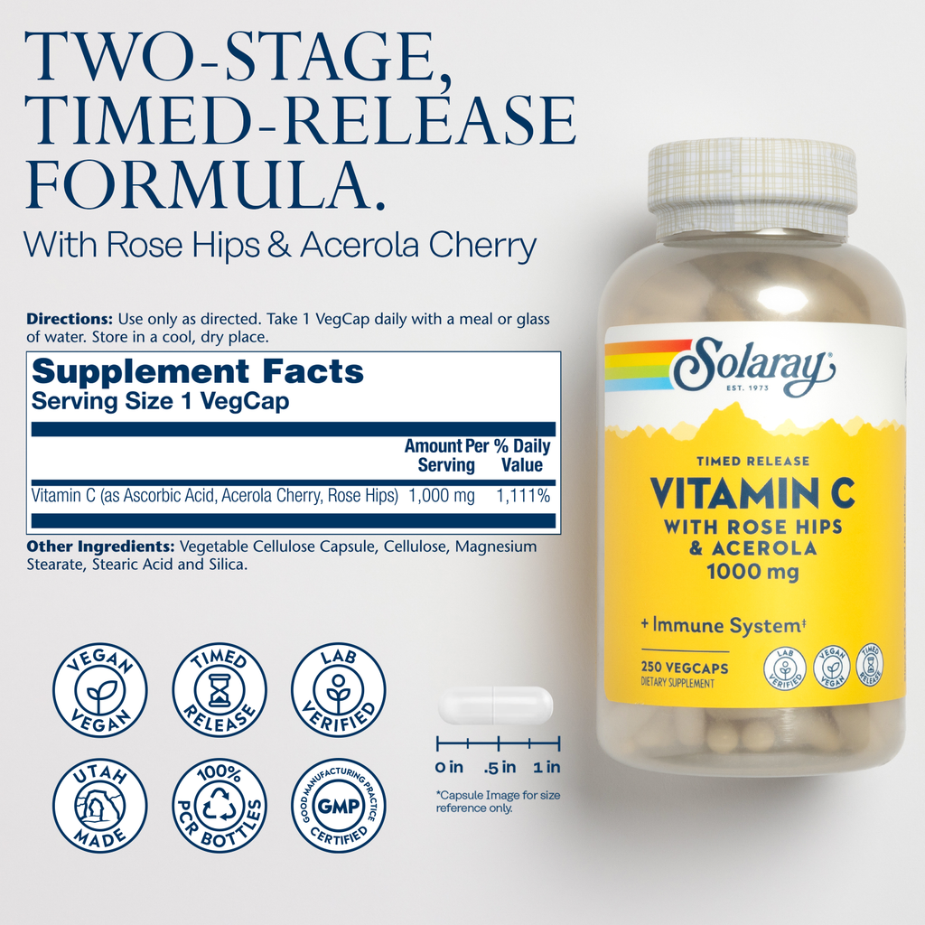Vitamin C Timed Release with Rose Hips & Acerola, 500 mg