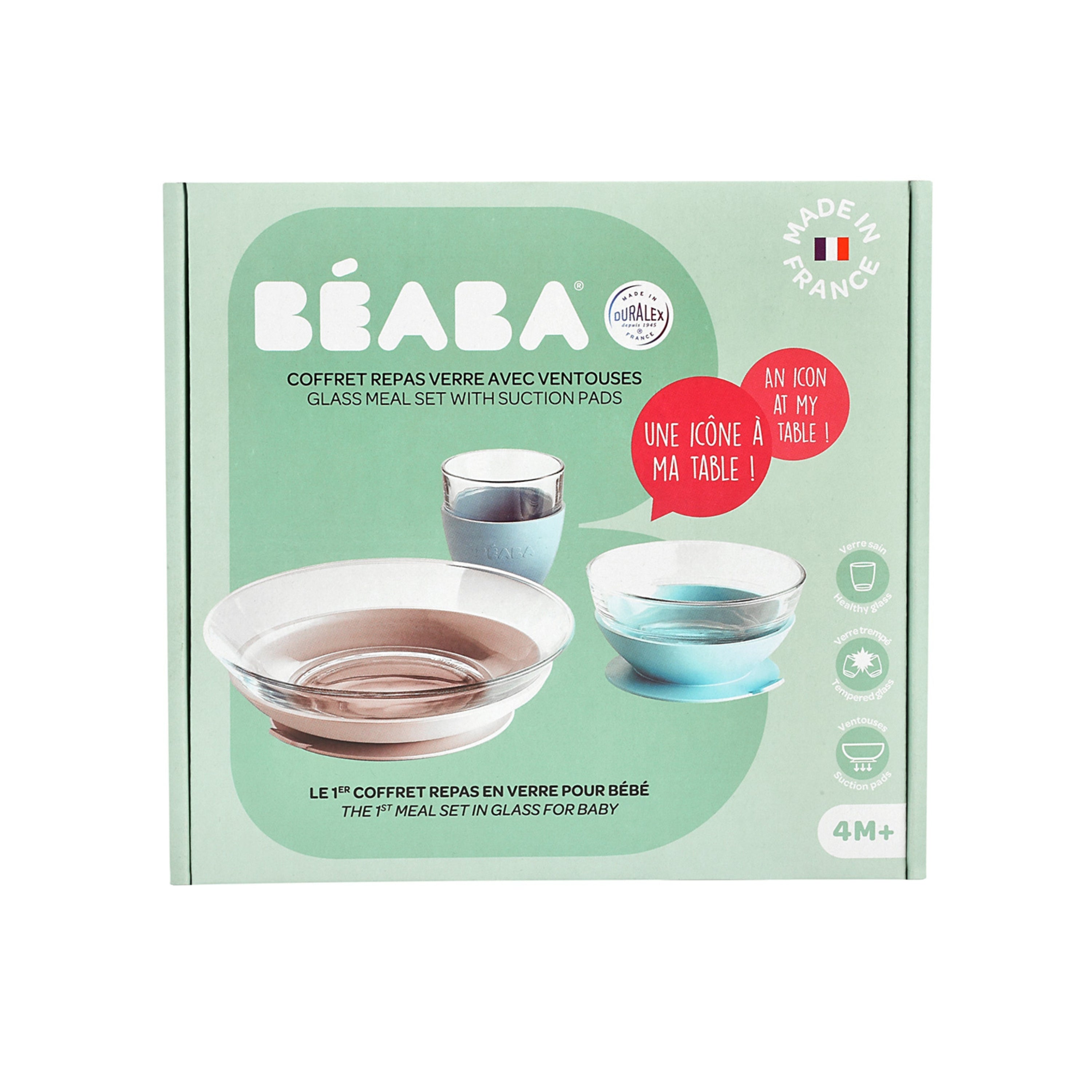 3-Piece Glass Suction Baby and Toddler Feeding Set