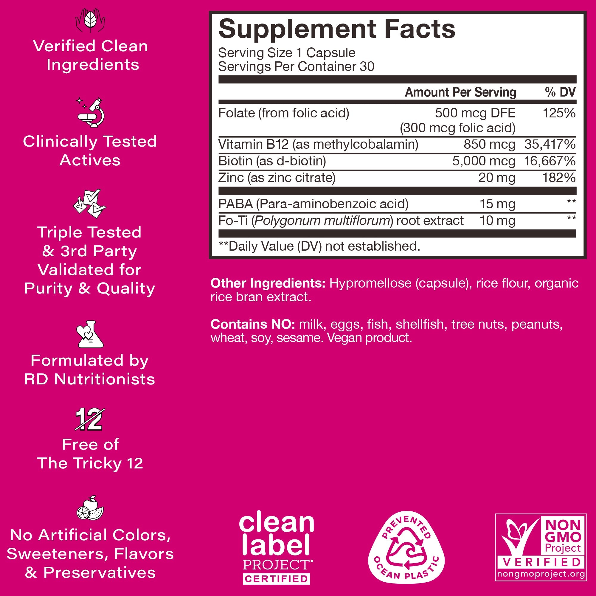 Hair Strong - Capsules for Growth with Biotin, Fo-Ti, & Paba