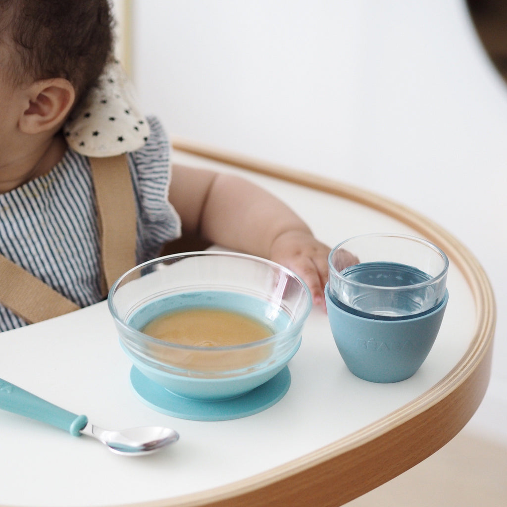 3-Piece Glass Suction Baby and Toddler Feeding Set